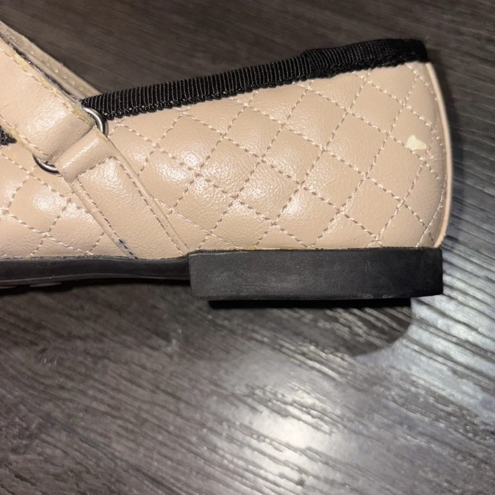 Geox Girls Pile Respira Quilted Mary Jane Flats Size 30 EU/ 12 US Tan/Black